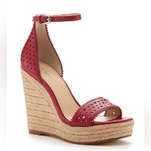 Sexy Red Leather Botkier Jamie Open Toe Platform Espadrille Sandals Size 9M